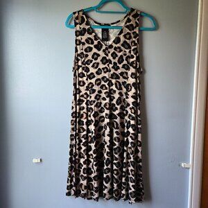 Premise Leopard Print Sleeveless V-Neck A-Line Stretchy Mid Length Dress